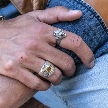 Bague homme tête de mort indien argent 4