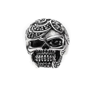 Mahori silver skull men's ring
