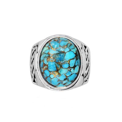 Men's massive turquoise silver ring
