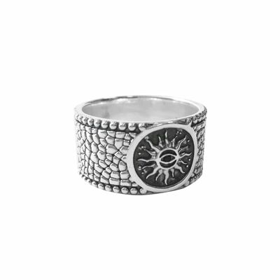 Men's silver sun bangle ring