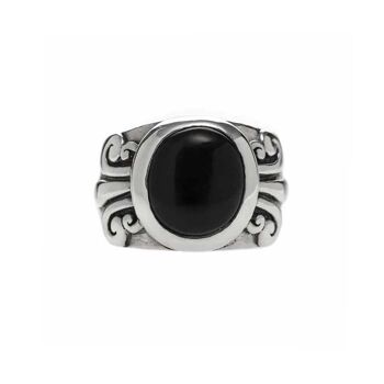 Bague onyx ethnique orientale argent 1