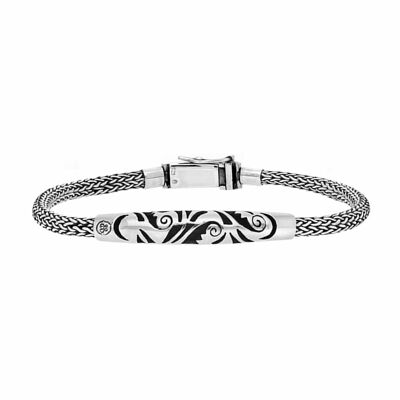 Men's braided tribal silver bracelet