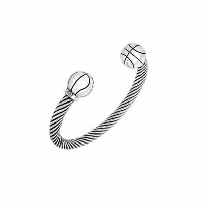 Men's silver basketball bracelet