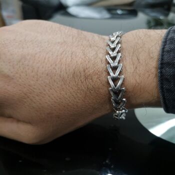 Bracelet homme argent structure tribal 2