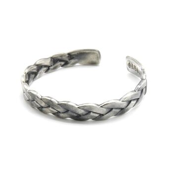 Bracelet homme jonc argent entrelacés 1