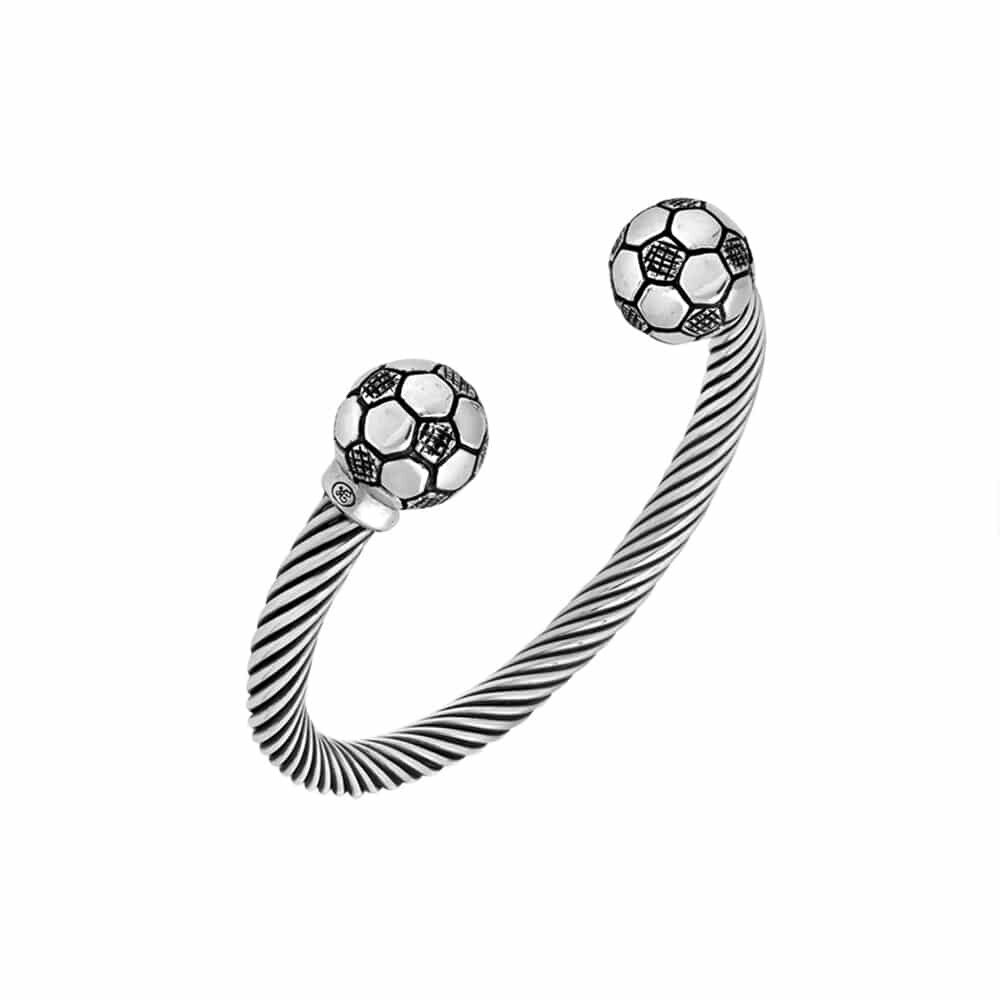 Bracciale rigido da calcio da uomo in argento