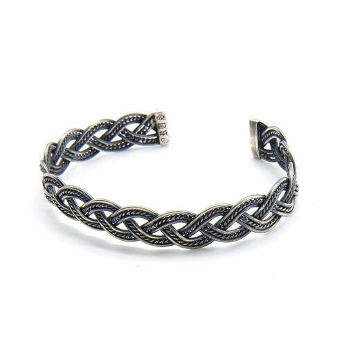 Bracelet homme jonc argent tresse classique