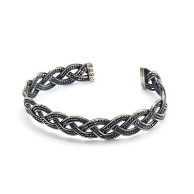 Men's classic braid silver bangle bracelet