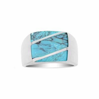 Turquoise modern silver signet ring