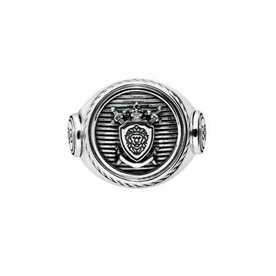Men's silver signet ring, men's coat of arms
