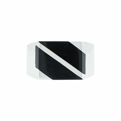 Men's modern square silver onyx signet ring