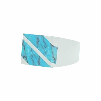 Chevalière homme argent carré moderne turquoise 4