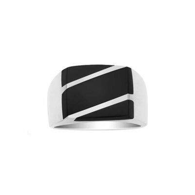 Anello con sigillo da uomo moderno in argento onice