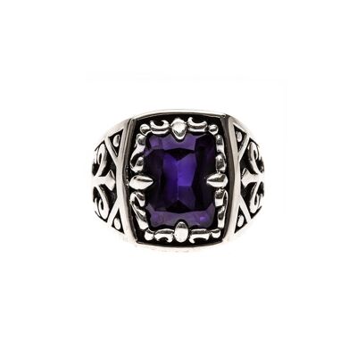 Signet ring man silver purple quartz the spirit of the king
