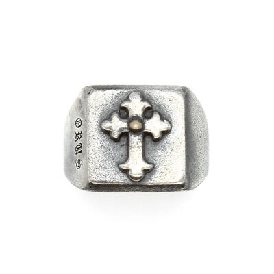 Men's Templar Silver Cross Signet Ring