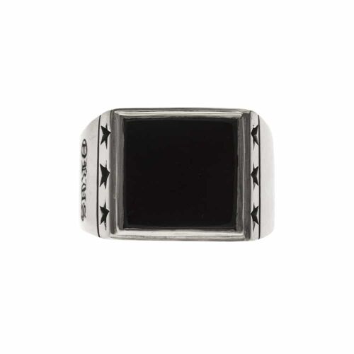 Chevalière homme étoiles onyx argent