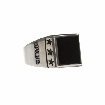 Chevalière homme étoiles onyx argent 3