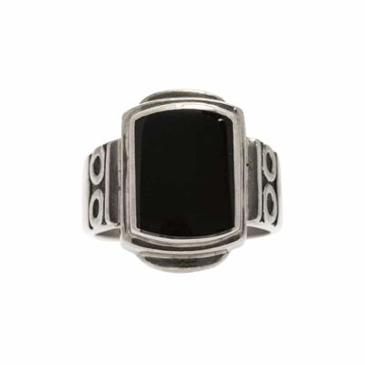 Original silver onyx men's signet ring