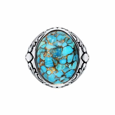 Men's royal turquoise silver signet ring