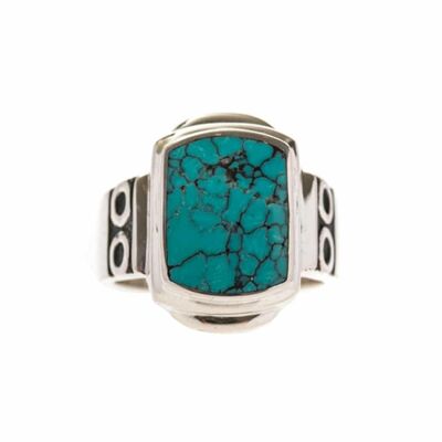 Original silver turquoise men's signet ring