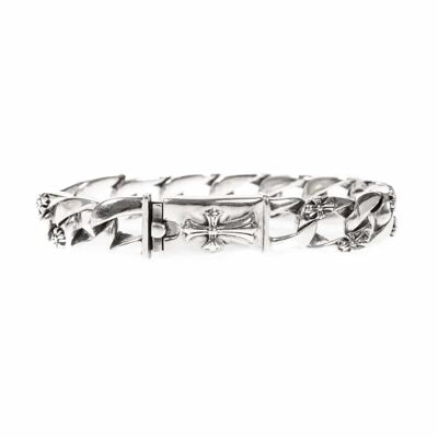 Gourmette argent homme rock croix gothique