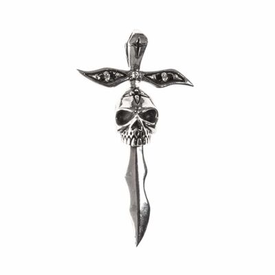 Silver skull dagger pendant