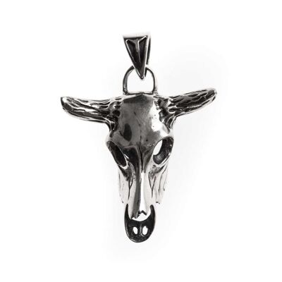 Buffalo head silver rock pendant
