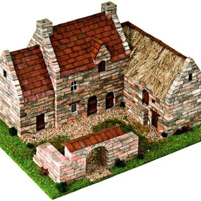 Bausatz 3D eines traditionellen französischen Hauses aus Normandie-Stein