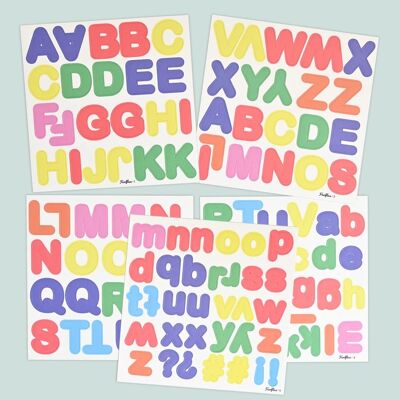 Multicolored magnetic letters - Educational game - set of 125 magnets