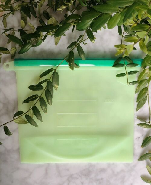 REUSABLE SILICONE FOOD BAG -  Green