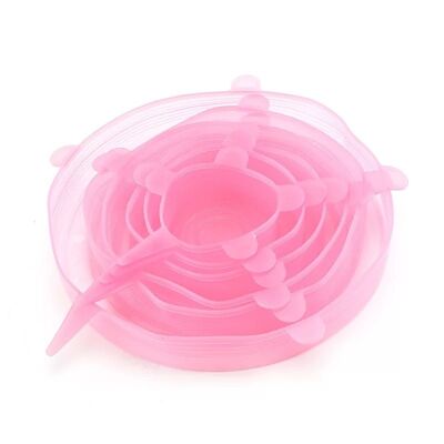 TAPAS ELÁSTICAS DE SILICONA REUTILIZABLES PAQUETE DE 6 - Rosa