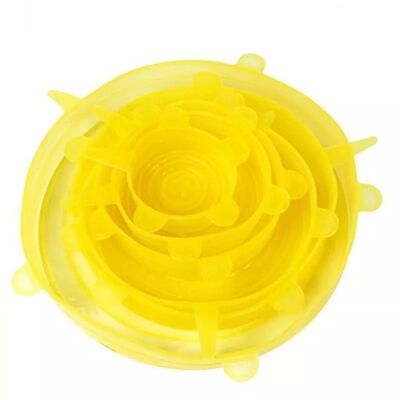 REUSABLE SILICONE STRETCH LIDS PACK OF 6 -  Yellow