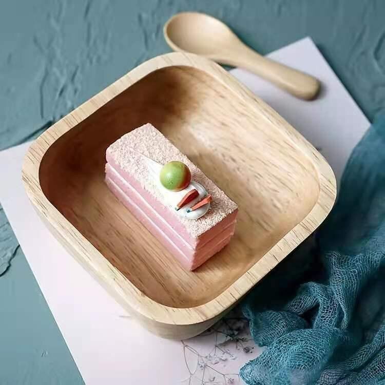 SALAD & FRUIT NATURAL WOODEN PLATE - Medium