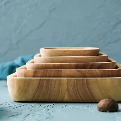SALAD & FRUIT NATURAL WOODEN PLATE  -  Small