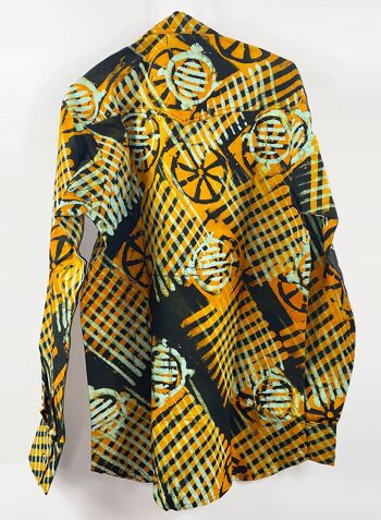 Chemise à col mao faite à la main en tissu batik africain teint à la main. un. 2