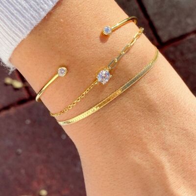 Gold Minimal Bracelet, Zircon Bracelet, Gold Chain Bracelet, Crystal Bracelet, Gift for Her, Made from Gold Plated Sterling Silver.