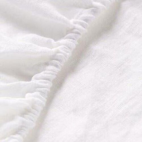 Buy wholesale Linen Fitted Sheet - 160 x 200 x28 - White | Tischsets