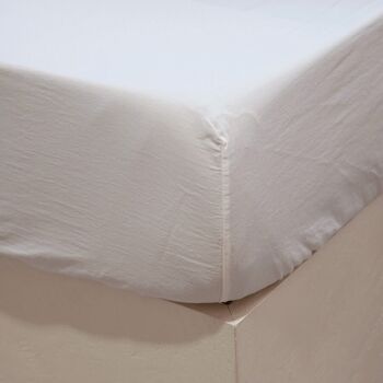 Drap Housse Coton Bio - 200 x 200 x 28 - Blanc