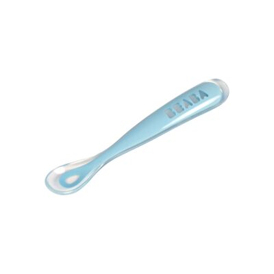 BEABA, cucchiaio in silicone 1a età blu vento