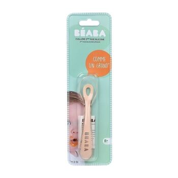BEABA, Cuillère 2ème âge silicone - pink 10