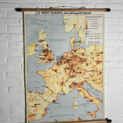 Schoolkaart West Europa Bevolkingsdichtheid
