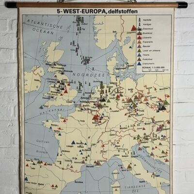Schoolkaart West Europa Delfstoffen