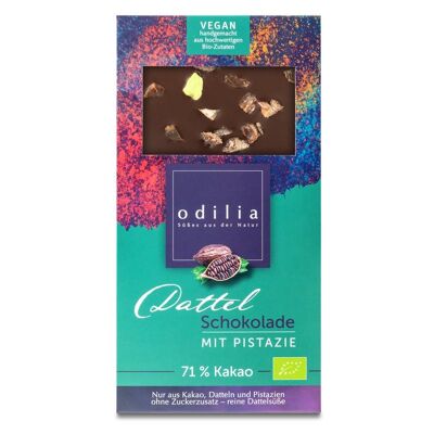Organic date chocolate with pistachios