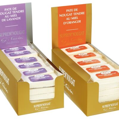 Schachtel zur Präsentation von 30 Nougatpasten mit Lavendelhonig - 50 g