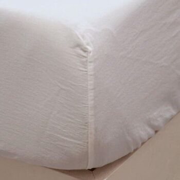 Drap-housse en coton - 90 x 200 x 28, blanc