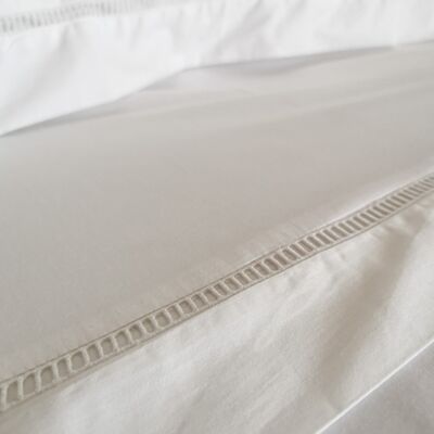 COTTON BED LINEN WITH CLASSIC HOLLOW HEM - WHITE - duvet cover 200 x 220 cm