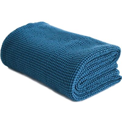 COPERTA COTONE PIQUET WAFFLE - BLU - Plaid 240 x 250 cm