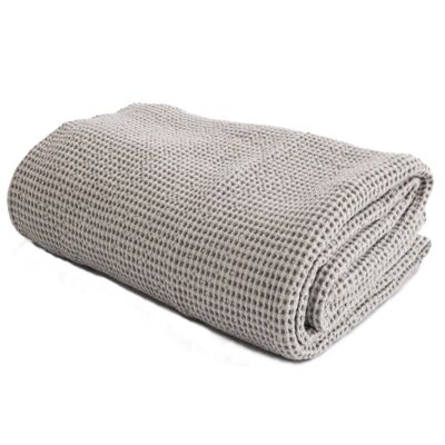 COPERTA LETTO WAFFLE IN COTONE - GRIGIO - Plaid 180 x 250 cm