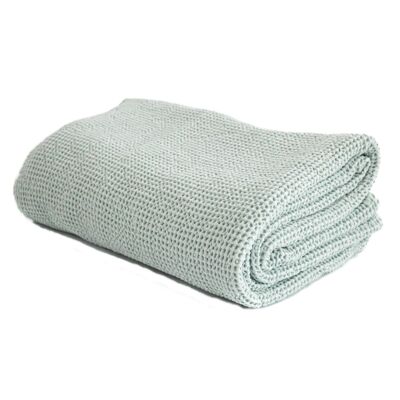 BED THROW COTTON WAFFLE PIQUÉ - MINT - Throw 180 x 250 cm