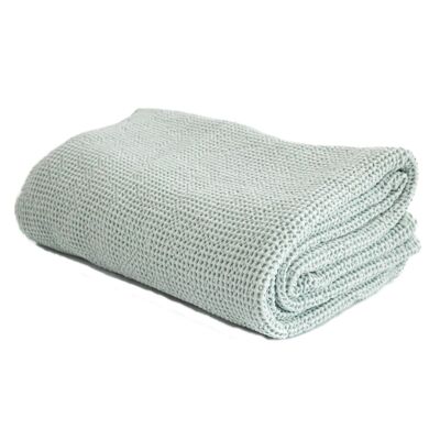 BED THROW COTTON WAFFLE PIQUÉ - MINT - Bed throw 240 x 250 cm